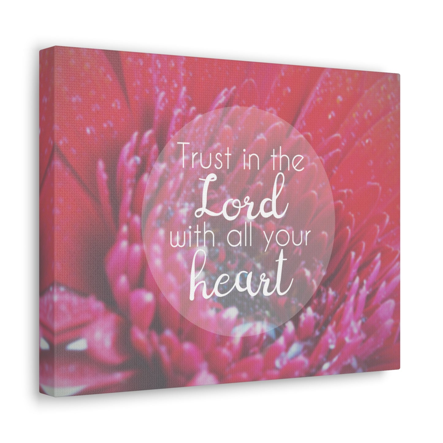 Trust In The Lord Proverbs 3:5 Pink Flower Christian Wall Art Bible Verse Print Ready to Hang