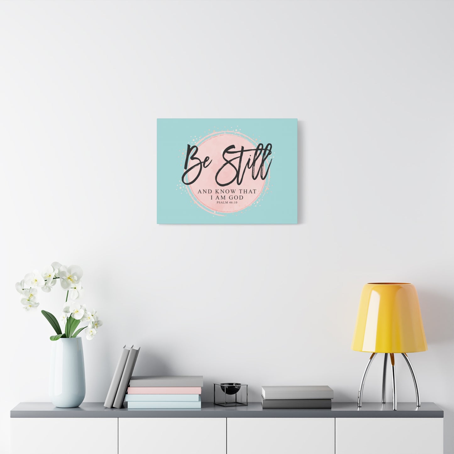 Scripture Walls Be Still Psalm 46:10 Pink Circle Bible Verse Canvas Christian Wall Art Ready to Hang