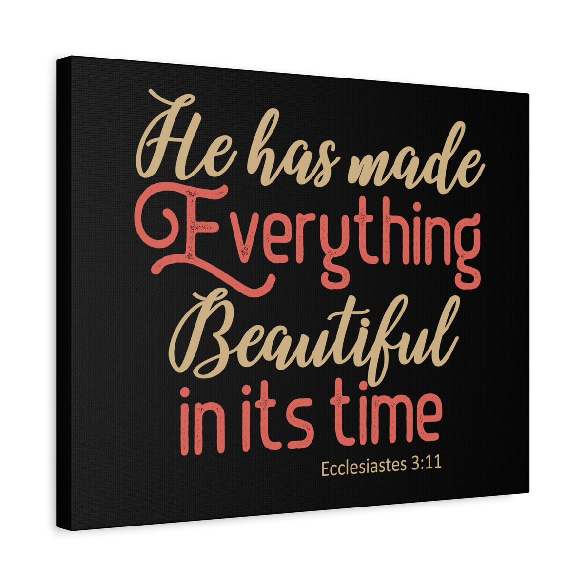 Scripture Canvas Everything Beautiful Ecclesiastes 3:11 Christian Wall Art Bible Verse Print Ready to Hang