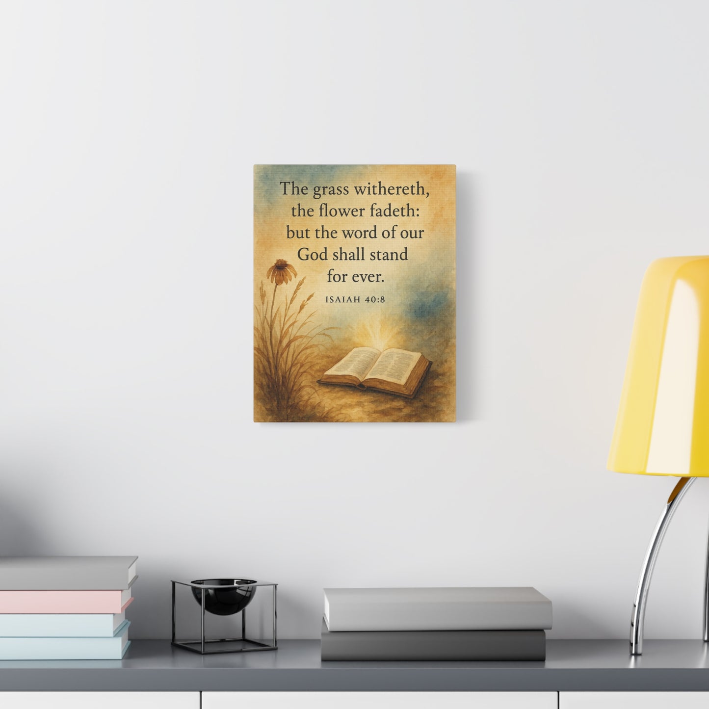 Bible Verse Canvas Isaiah 40:8 Christian Home Décor Wall Art Scripture Ready to Hang Faith Print