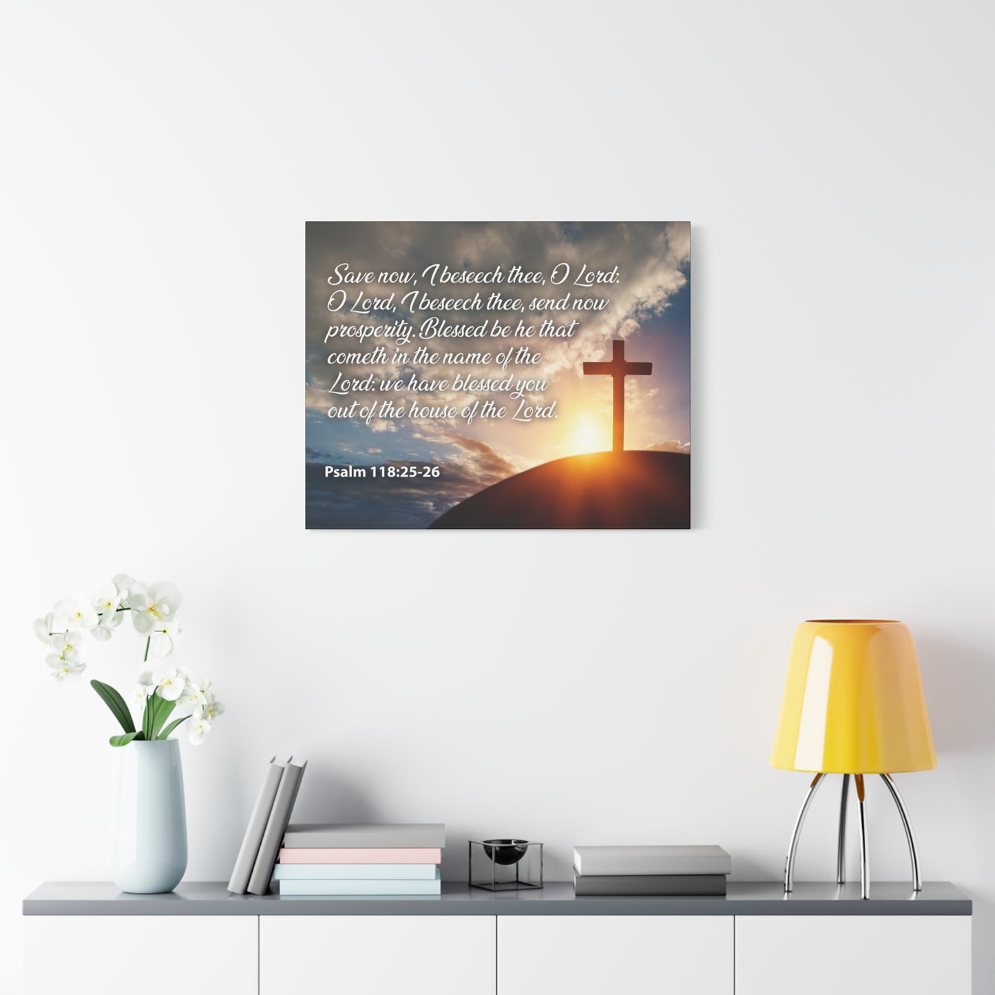 Bible Verse Canvas The House of The Lord Psalm 118:25-26 Christian Home Decor Scripture Art