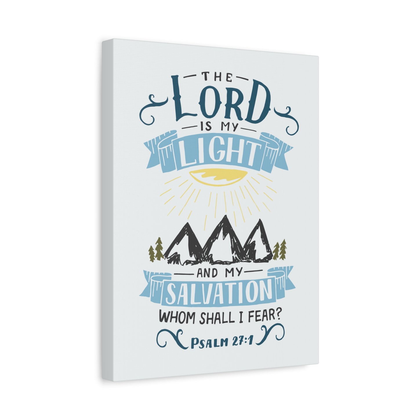 Scripture Canvas The Lord Is My Light Psalm 27:1 Christian Wall Art Bible Verse Print Ready to Hang