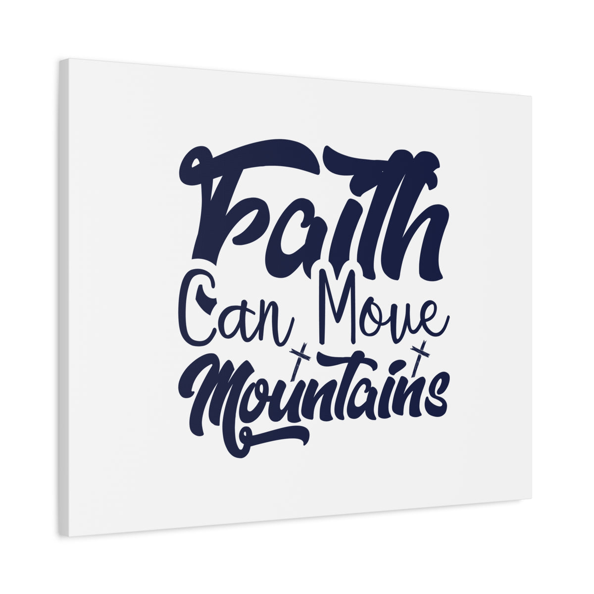 Scripture Canvas Faith Can Move Mountains Matthew 21:21 Blue Letters Christian Wall Art Bible Verse Print Ready to Hang
