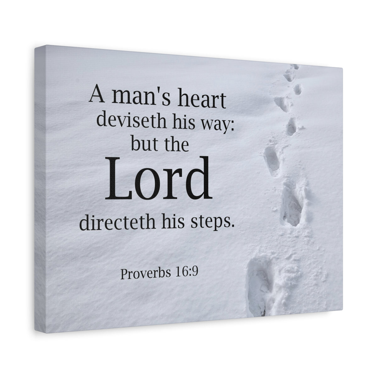 Scripture Canvas The Lord Directeth Steps Proverbs 16:9 Christian Wall Art Bible Verse Print Ready to Hang