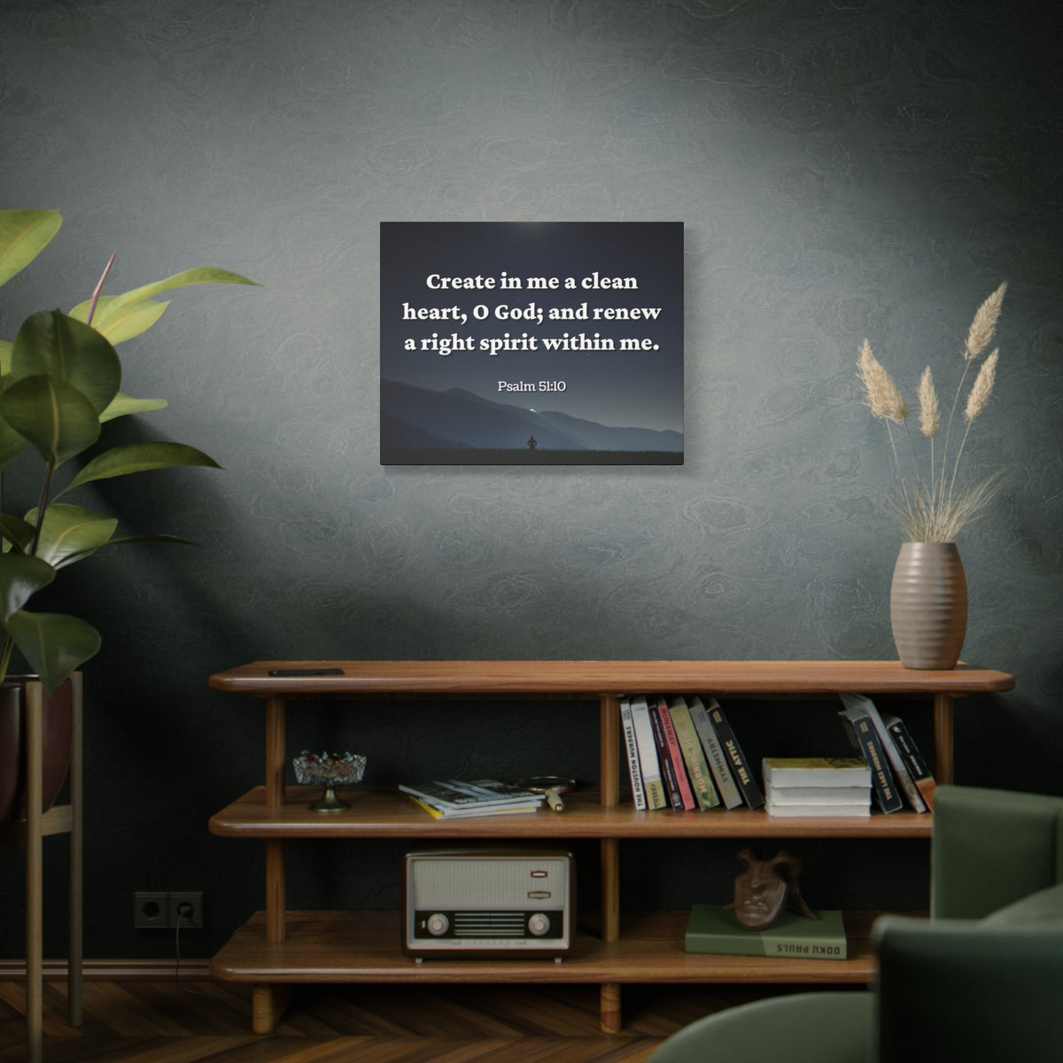 Scripture Canvas Right Spirit Psalm 51:10 Christian Wall Art Bible Verse Print Ready to Hang