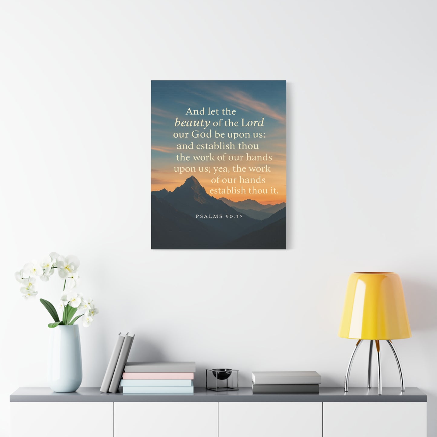 Bible Verse Canvas Psalms 90:17 Christian Home Décor Wall Art Scripture Ready to Hang Faith Print
