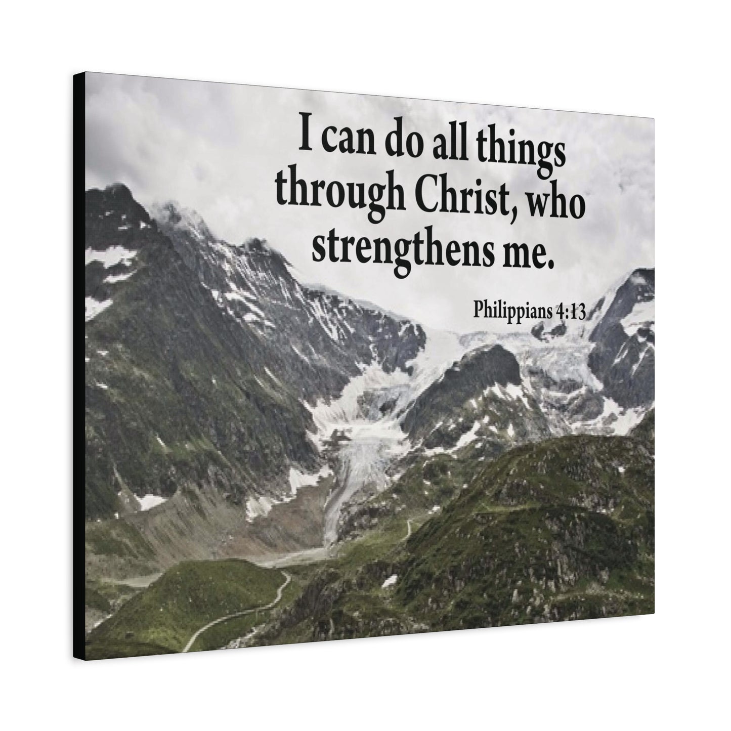 Scripture Canvas Christ Strenthens Me Philippians 4:13 Christian Wall Art Bible Verse Print Ready to Hang
