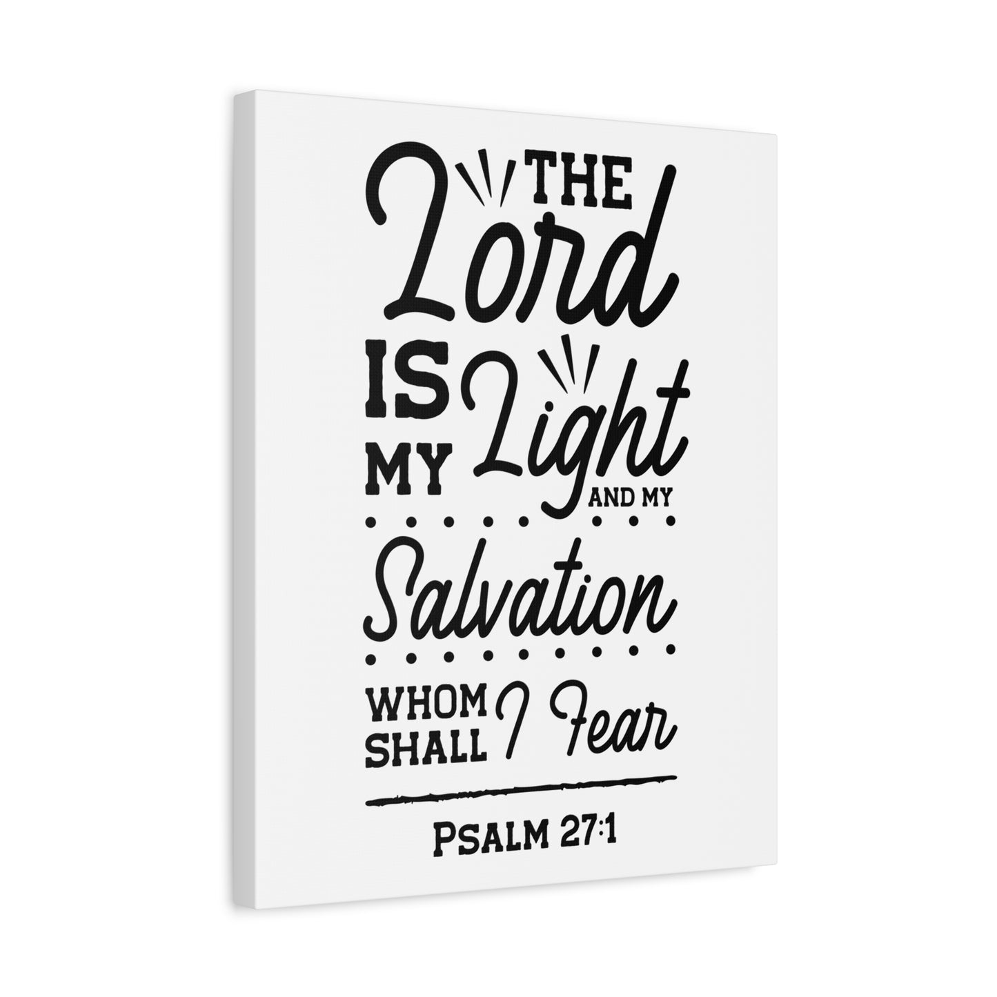 Scripture Canvas Lord Is My Light Psalm 27:1 Christian Wall Art Bible Verse Print Ready to Hang