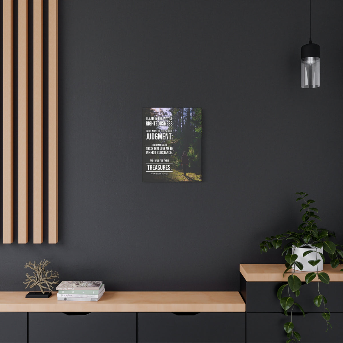 Scripture Canvas Paths of Judgment Proverbs 8:20‭-‬2 Christian Wall Art Bible Verse Print Ready to Hang
