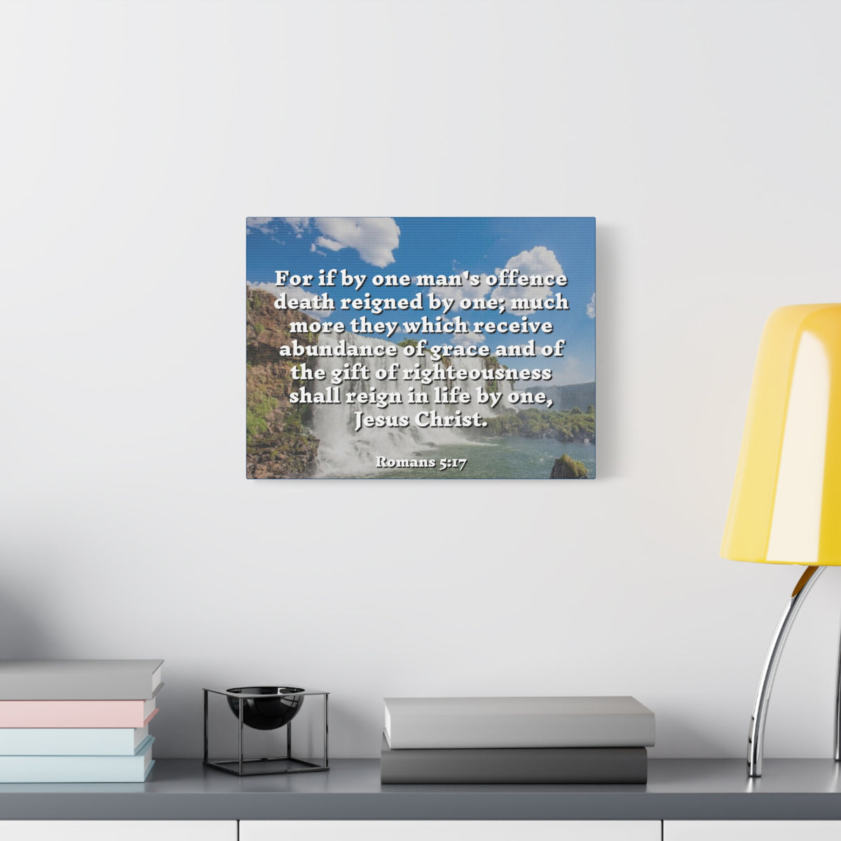Scripture Canvas Gift Of Righteousness Romans 5:17 Christian Wall Art Bible Verse Print Ready to Hang