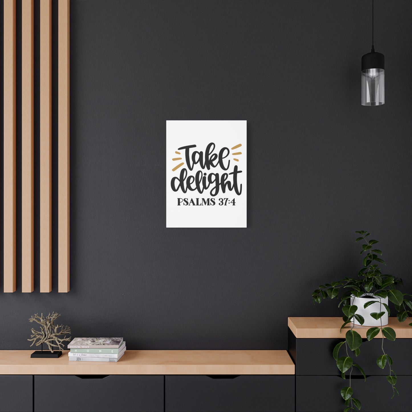 Scripture Canvas Take Delight Psalms 37:4 Christian Wall Art Bible Verse Print Ready to Hang