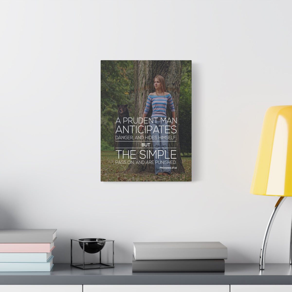 Scripture Canvas A Prudent Man Bear Proverbs 27:12 Christian Wall Art Bible Verse Print Ready to Hang