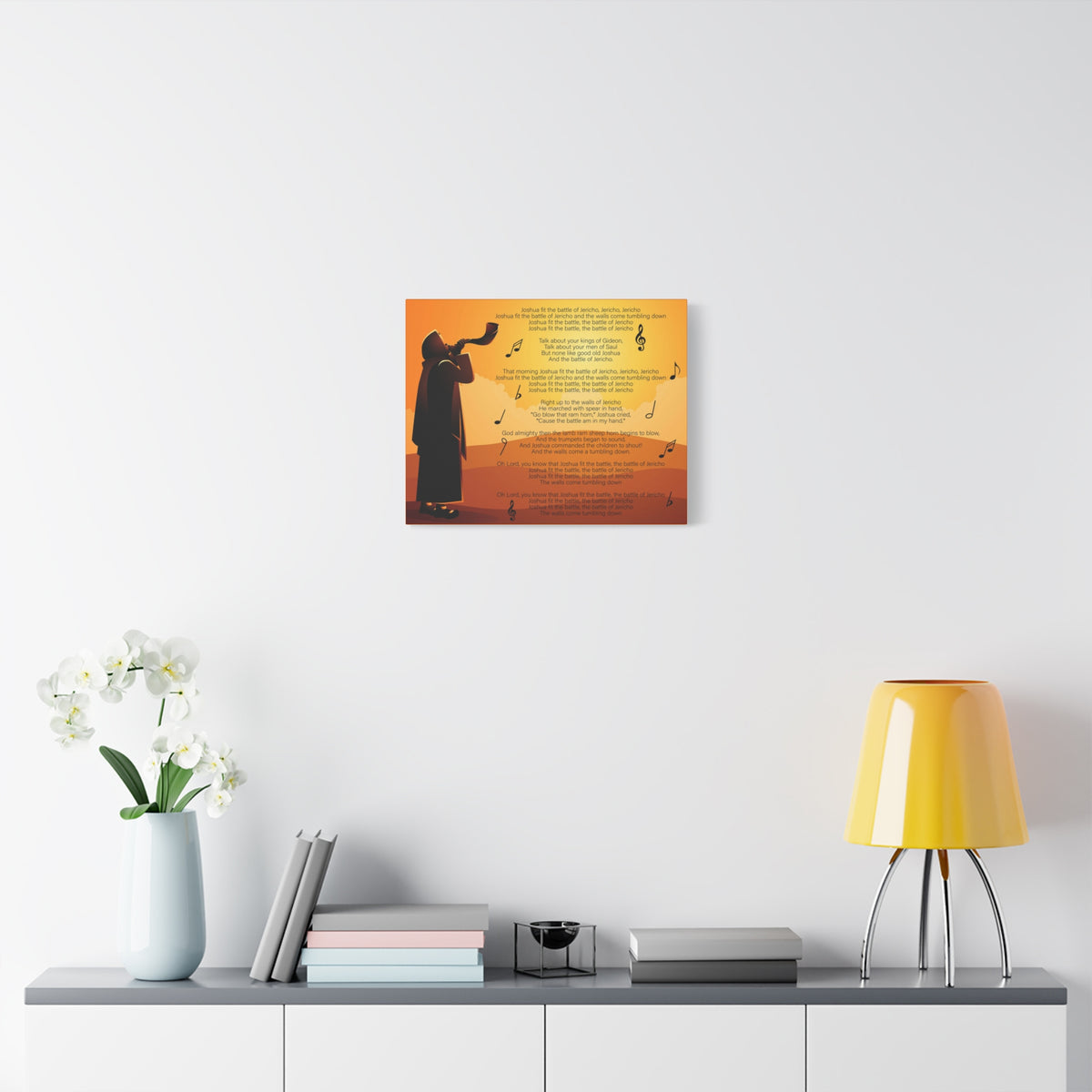 Scripture Canvas Joshua Fit the Battle of Jericho Joshua 6:15-21 Christian Wall Art Bible Verse Print Ready to Hang