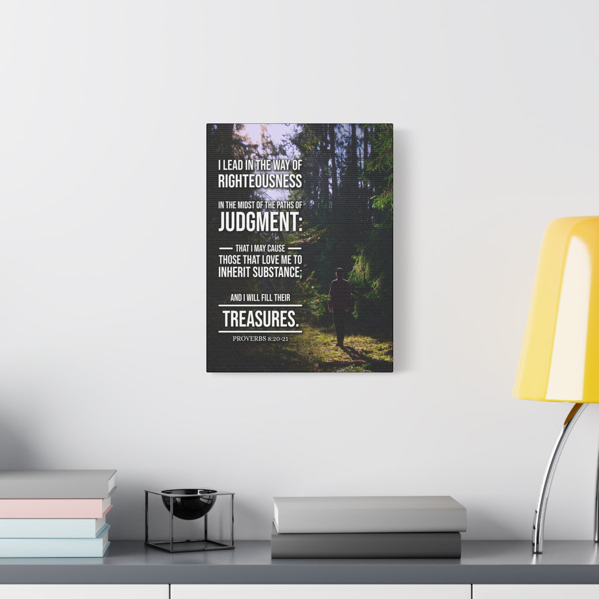 Scripture Canvas Paths of Judgment Proverbs 8:20‭-‬2 Christian Wall Art Bible Verse Print Ready to Hang