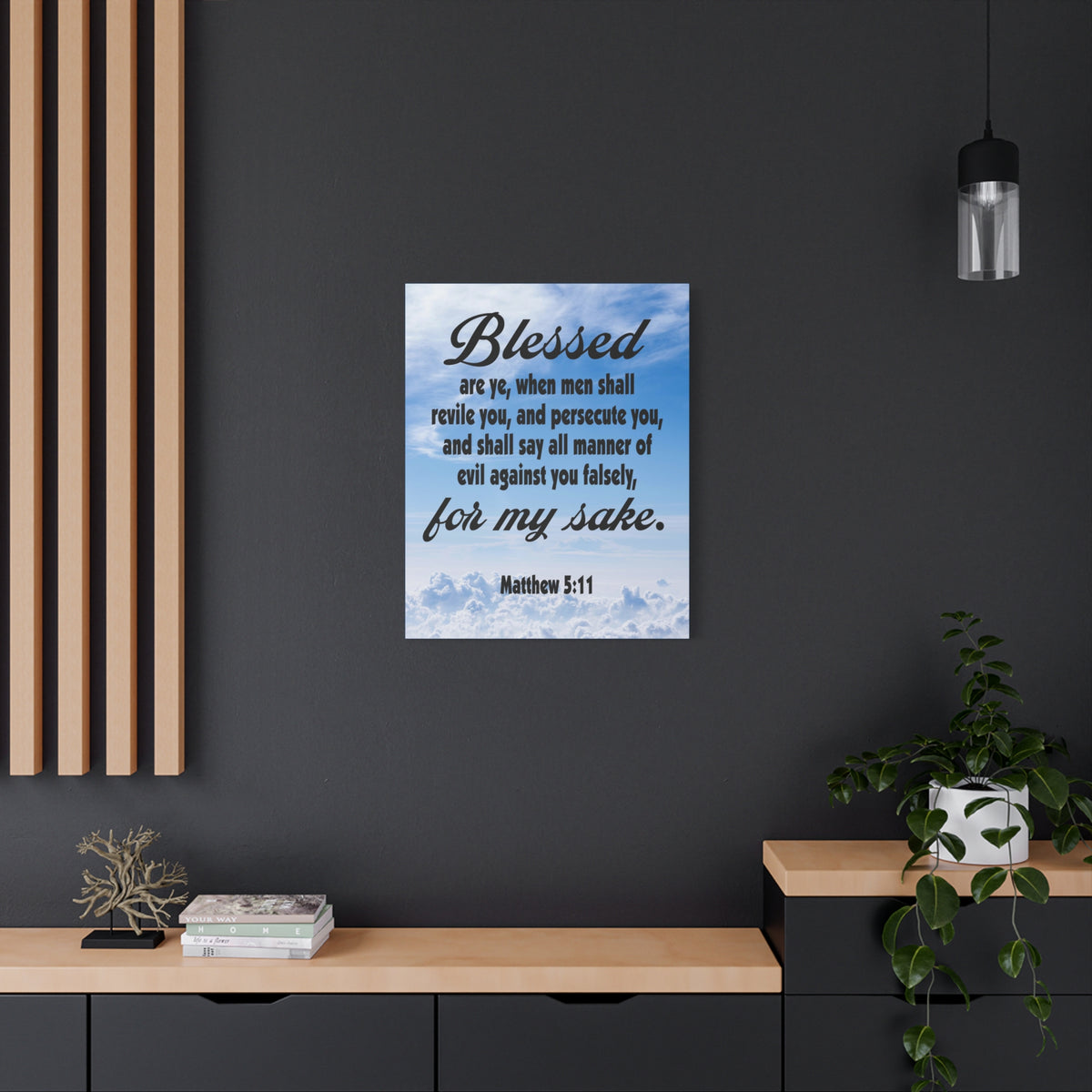 Scripture Canvas Blessed For My Sake Matthew 5:11 Christian Wall Art Bible Verse Print Ready to Hang