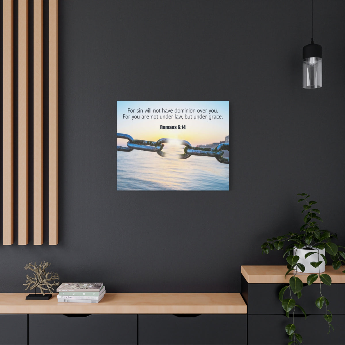 Scripture Canvas Trust Under Grace Romans 6:14 Christian Wall Art Bible Verse Print Ready to Hang