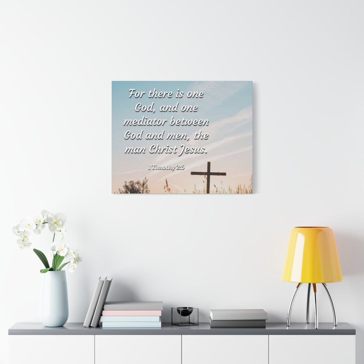 Scripture Canvas God And Men 1 Timothy 2:5 Christian Wall Art Bible Verse Print Ready to Hang