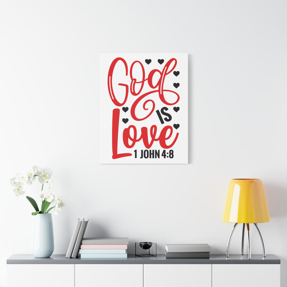 Scripture Canvas 1 John 4:8 God Is Love Christian Wall Art Bible Verse Print Ready to Hang