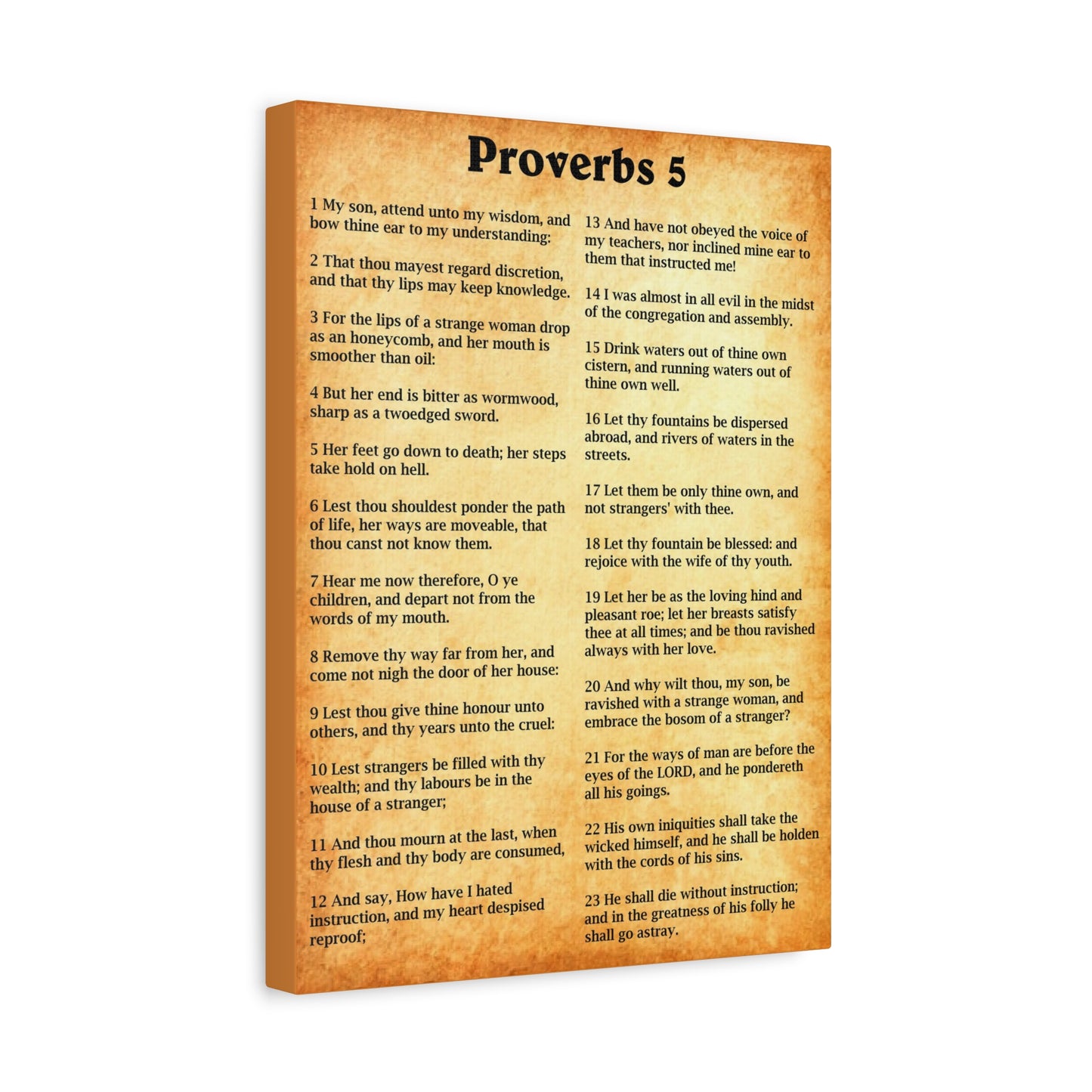 Scripture Walls Proverbs Chapter 5 Gold Bible Canvas Christian Wall Art Ready to Hang Unframed