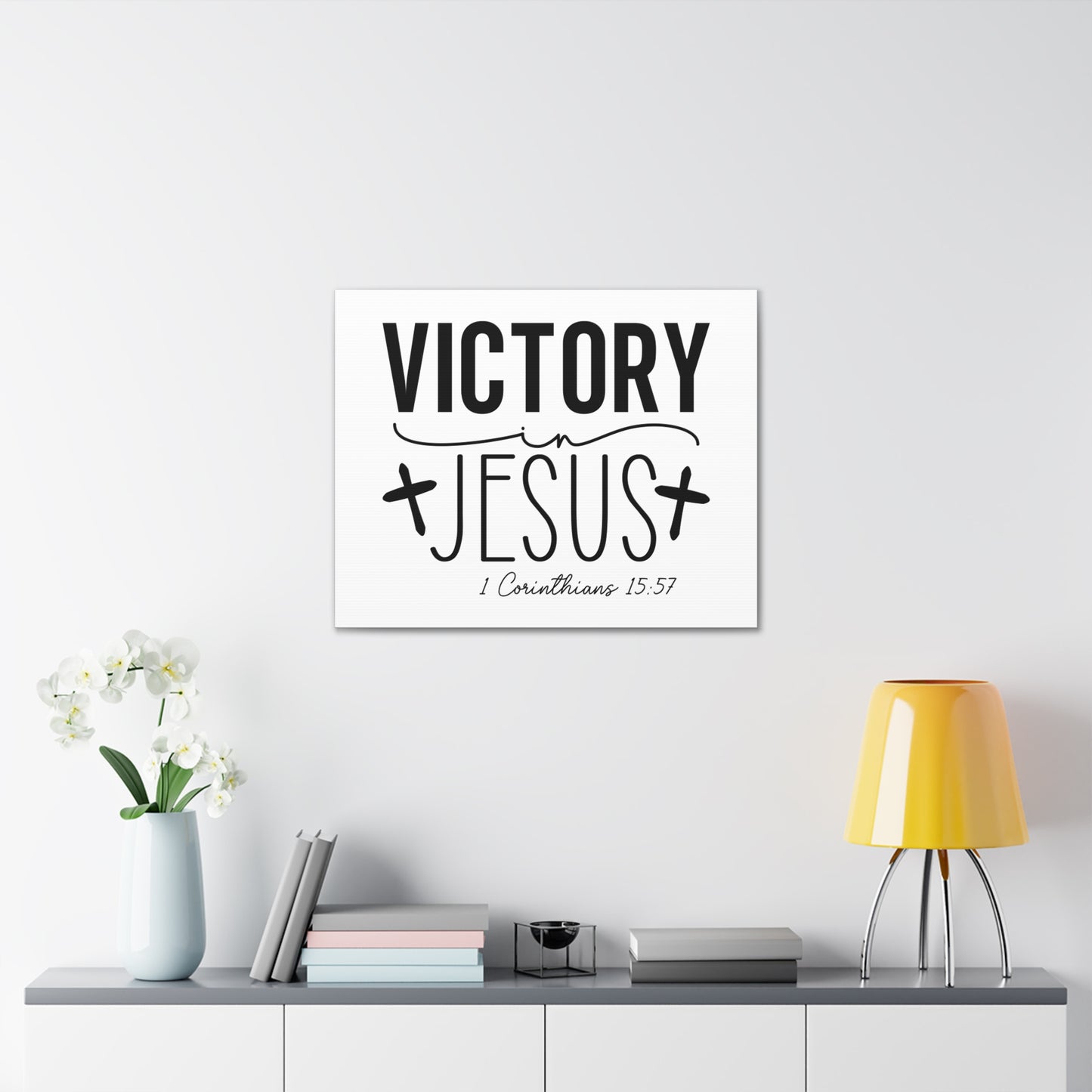 1 Corinthians 15:57 Victory in Jesus Bible Verse Canvas Christian Wall Art Ready to Hang Unframed