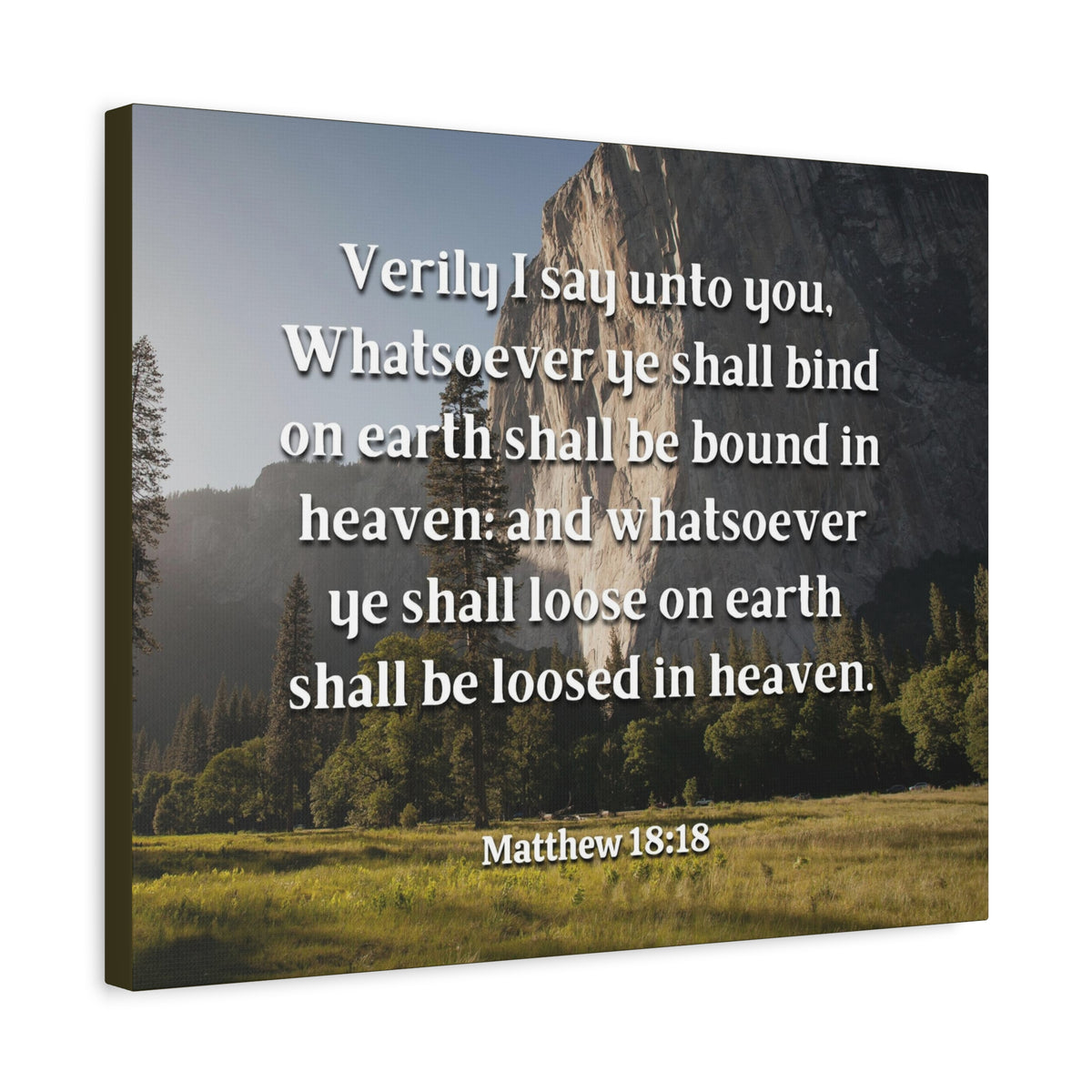 Scripture Canvas Bound In Heaven Matthew 18:18 Christian Wall Art Bible Verse Print Ready to Hang