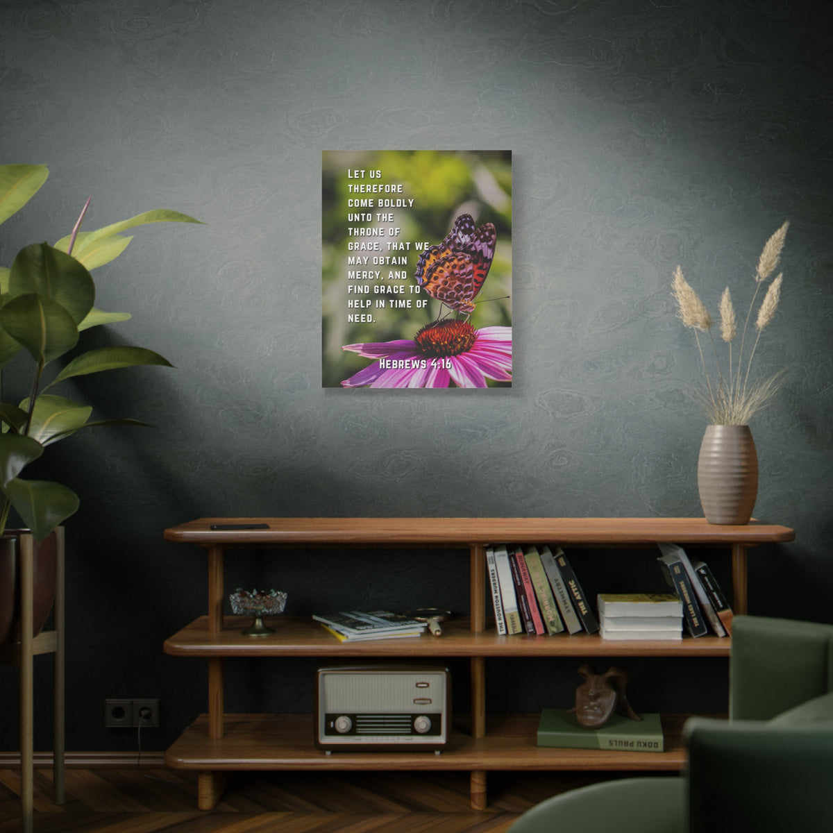 Scripture Canvas Throne Of Grace Hebrews 4:16 Christian Wall Art Bible Verse Print Ready to Hang