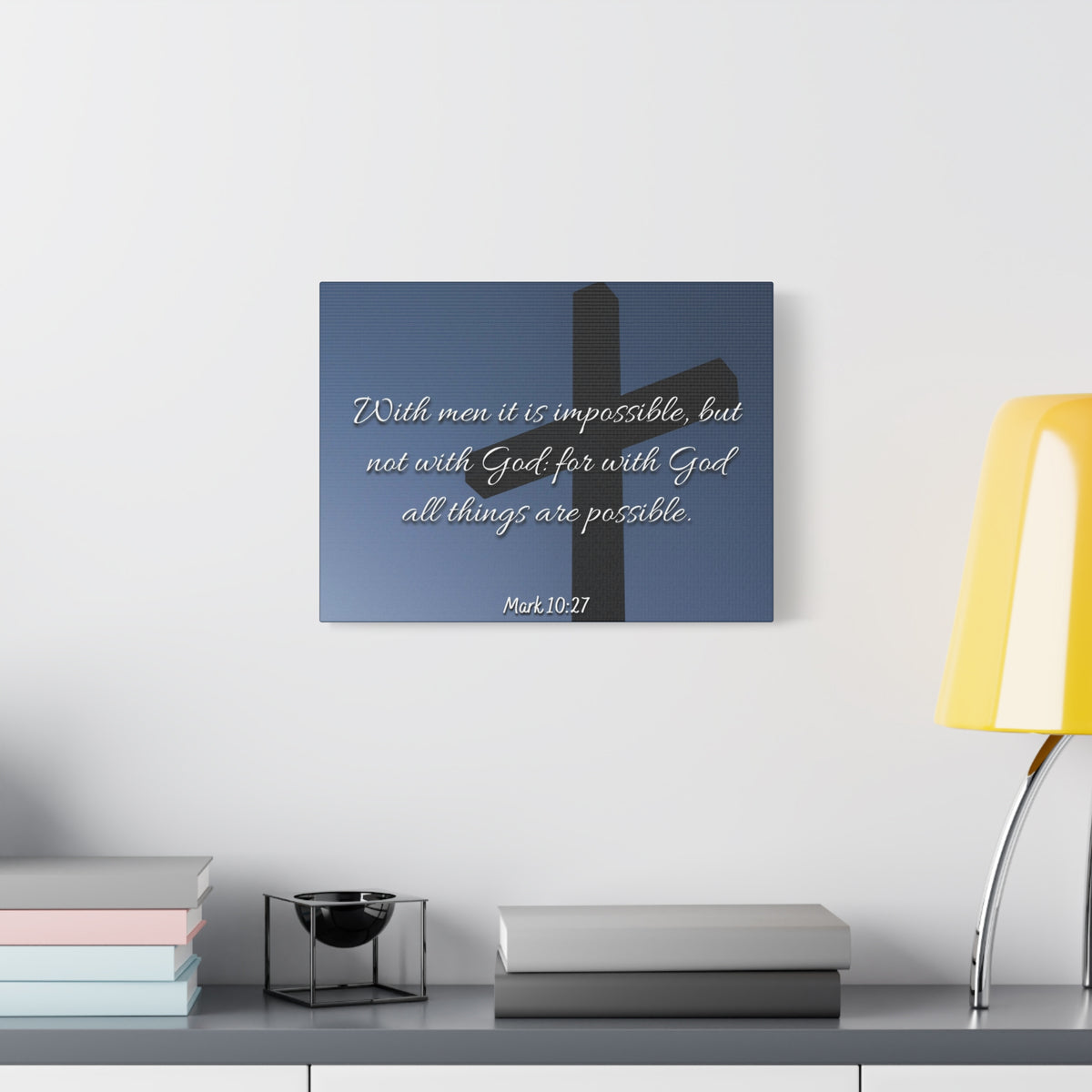 Scripture Canvas Possible Mark 10:27 Christian Wall Art Bible Verse Print Ready to Hang