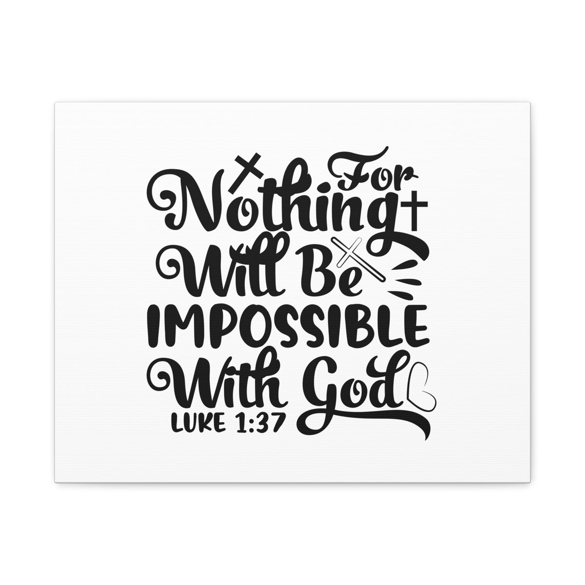 Scripture Canvas For Nothing Will Be Impossible Luke 1:37 Christian Wall Art Bible Verse Print Ready to Hang