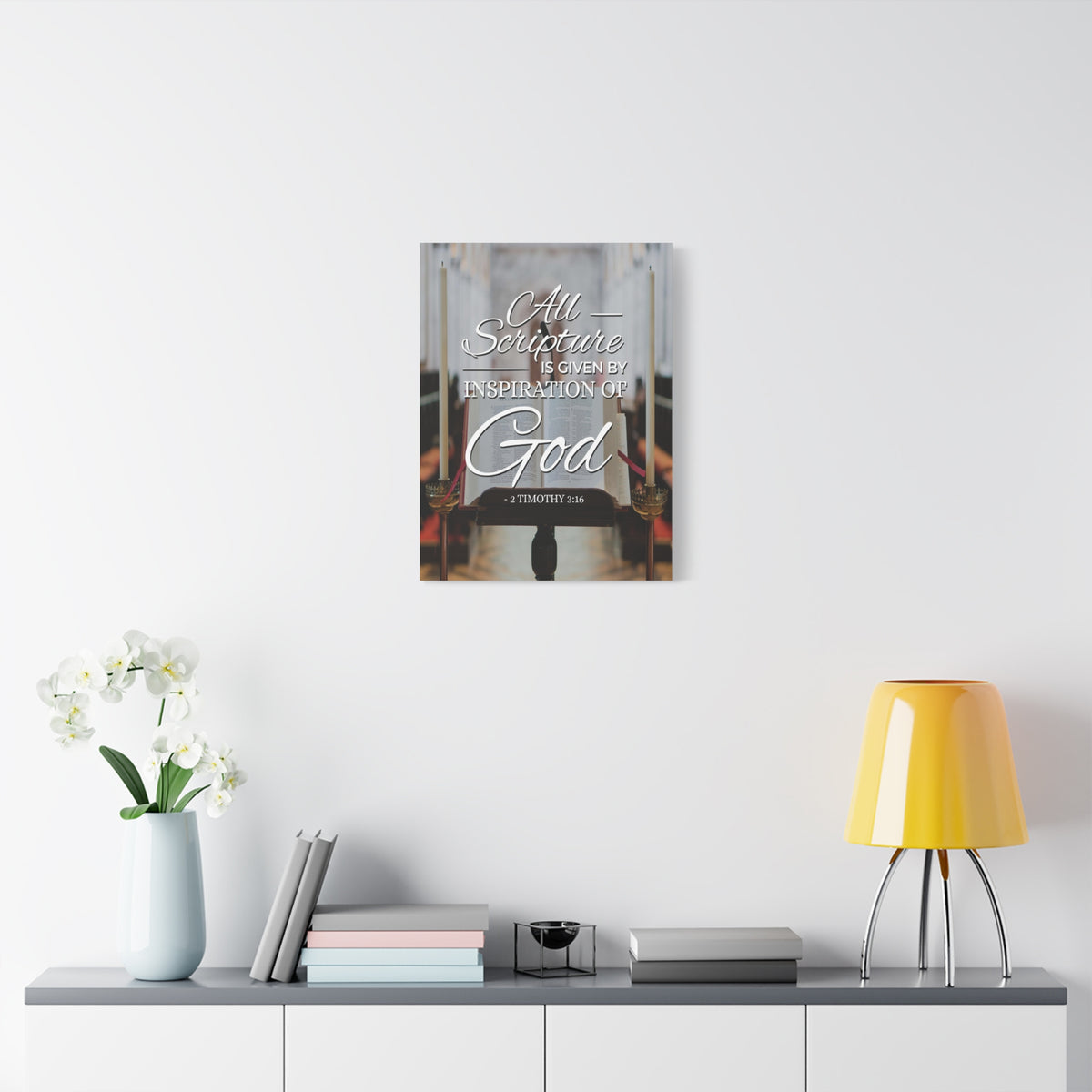 Scripture Canvas All Scripture 2 Timothy 3:16 Christian Wall Art Bible Verse Print Ready to Hang