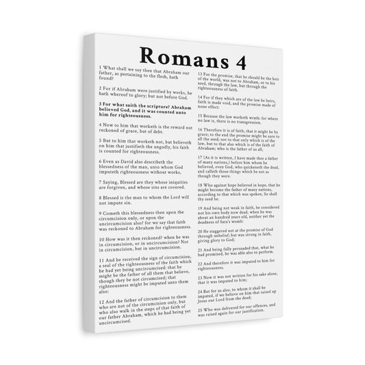 Scripture Walls Romans 4 Chapter White Bible Canvas Christian Wall Art Ready to Hang Unframed