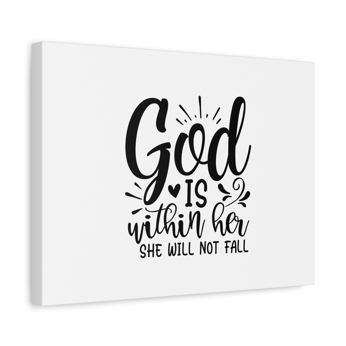Scripture Canvas She Will Not Fall Psalms 46:5 Heart Christian Wall Art Bible Verse Print Ready to Hang