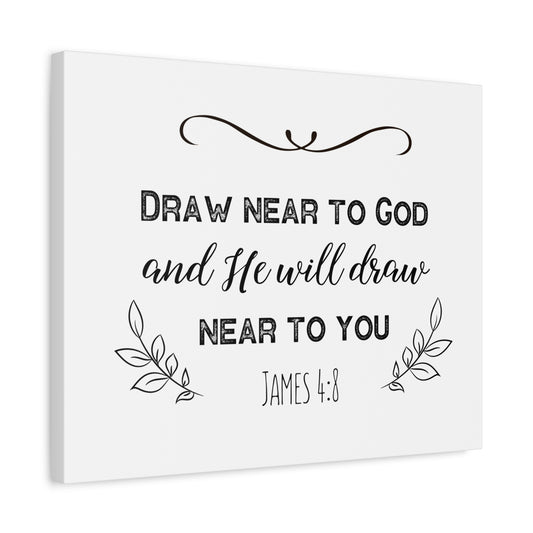 Scripture Canvas Near To God James 4:8 Christian Wall Art Bible Verse Print Ready to Hang