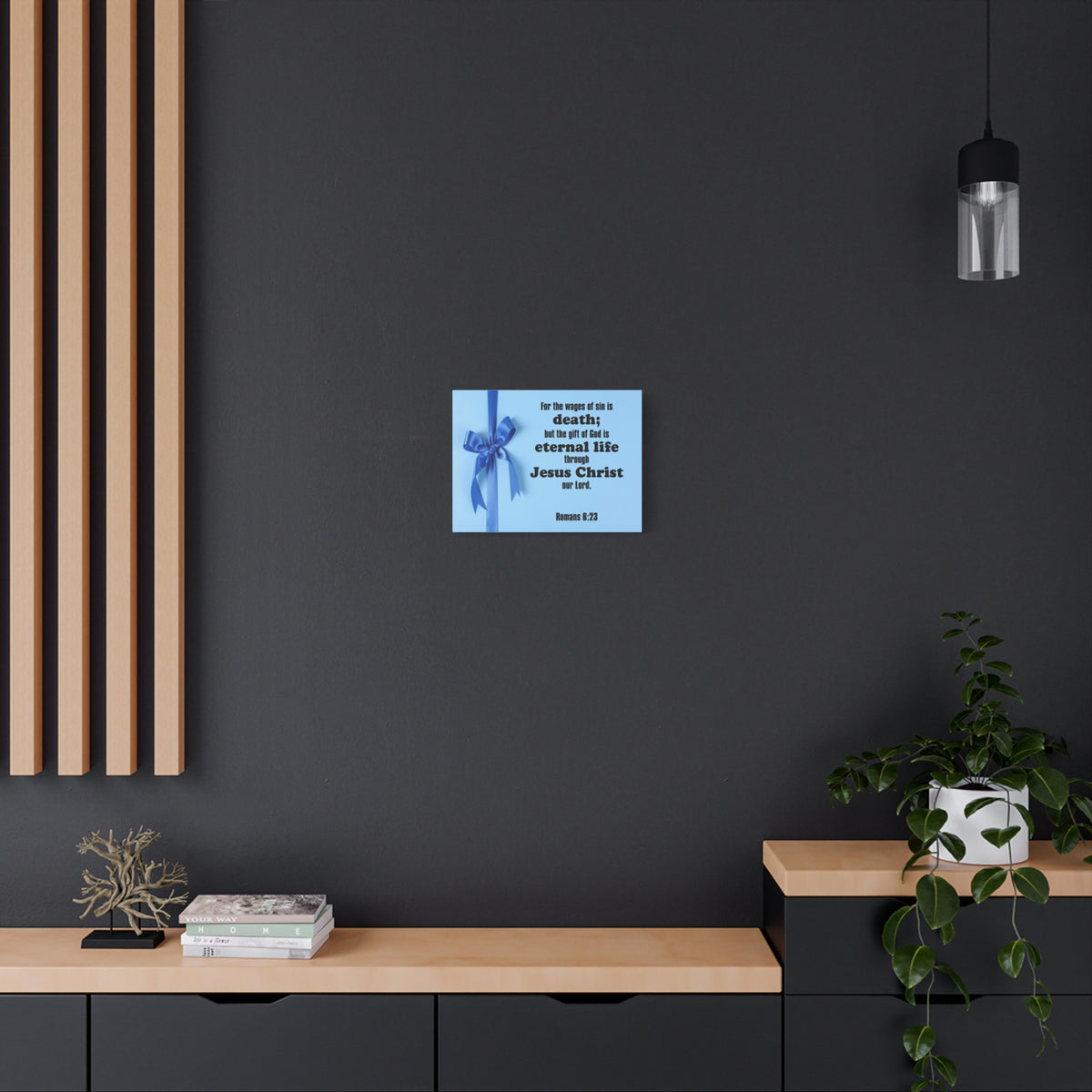 Scripture Canvas Eternal Life Romans 6:23 Christian Wall Art Bible Verse Print Ready to Hang