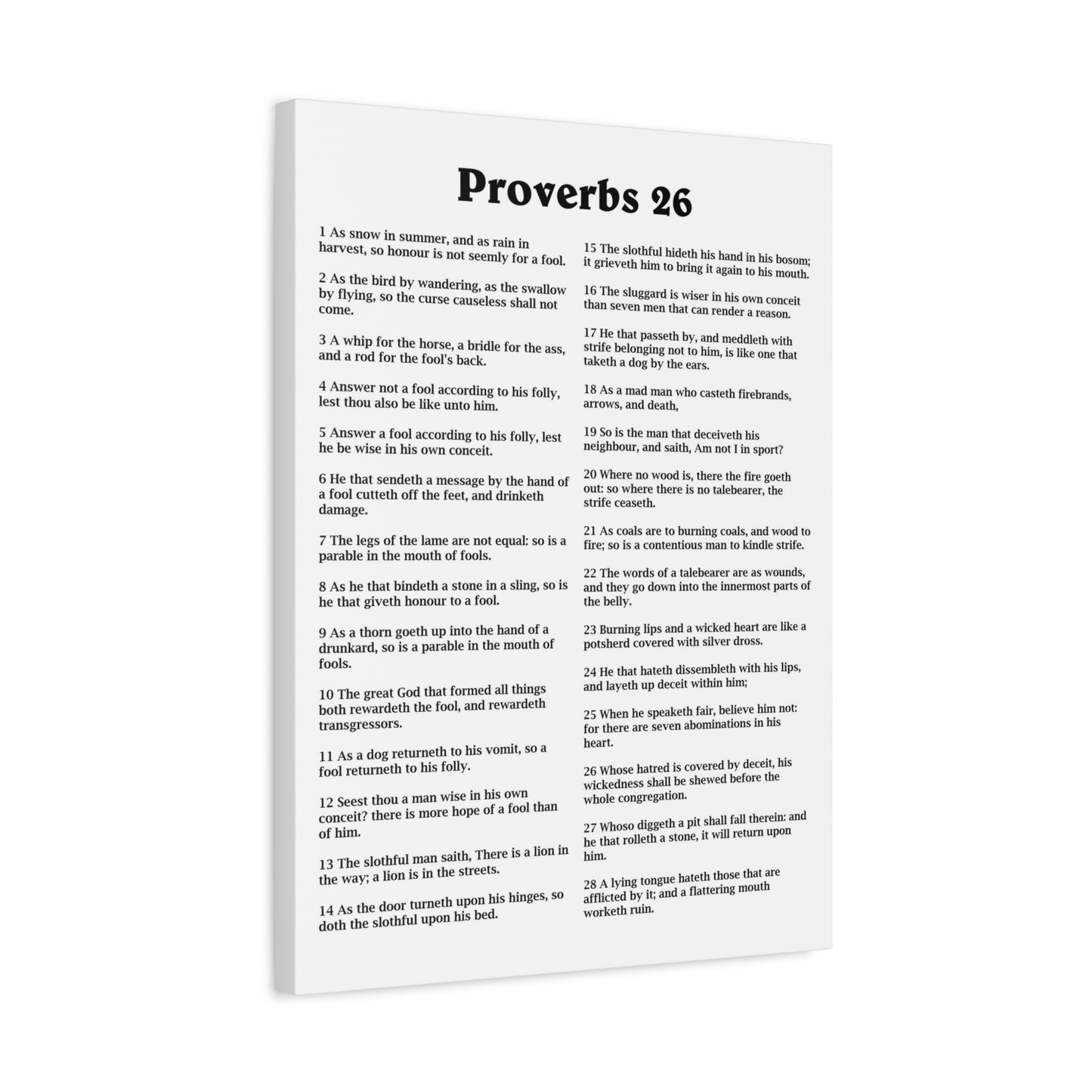 Scripture Walls Proverbs Chapter 26 White Bible Canvas Christian Wall Art Ready to Hang Unframed