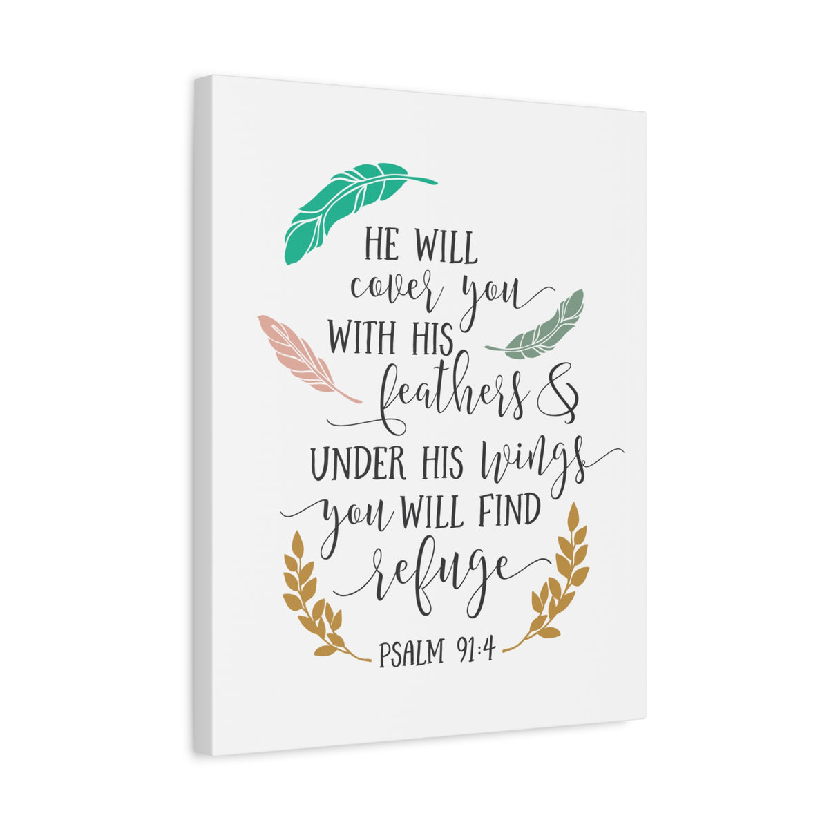 Scripture Canvas He Will Cover You Psalm 91:4 Christian Wall Art Bible Verse Print Ready to Hang