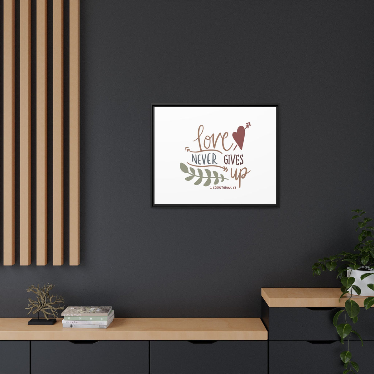 Scripture Canvas Love Never Gives Up 1 Corinthians 13 Christian Wall Art Bible Verse Print Ready to Hang