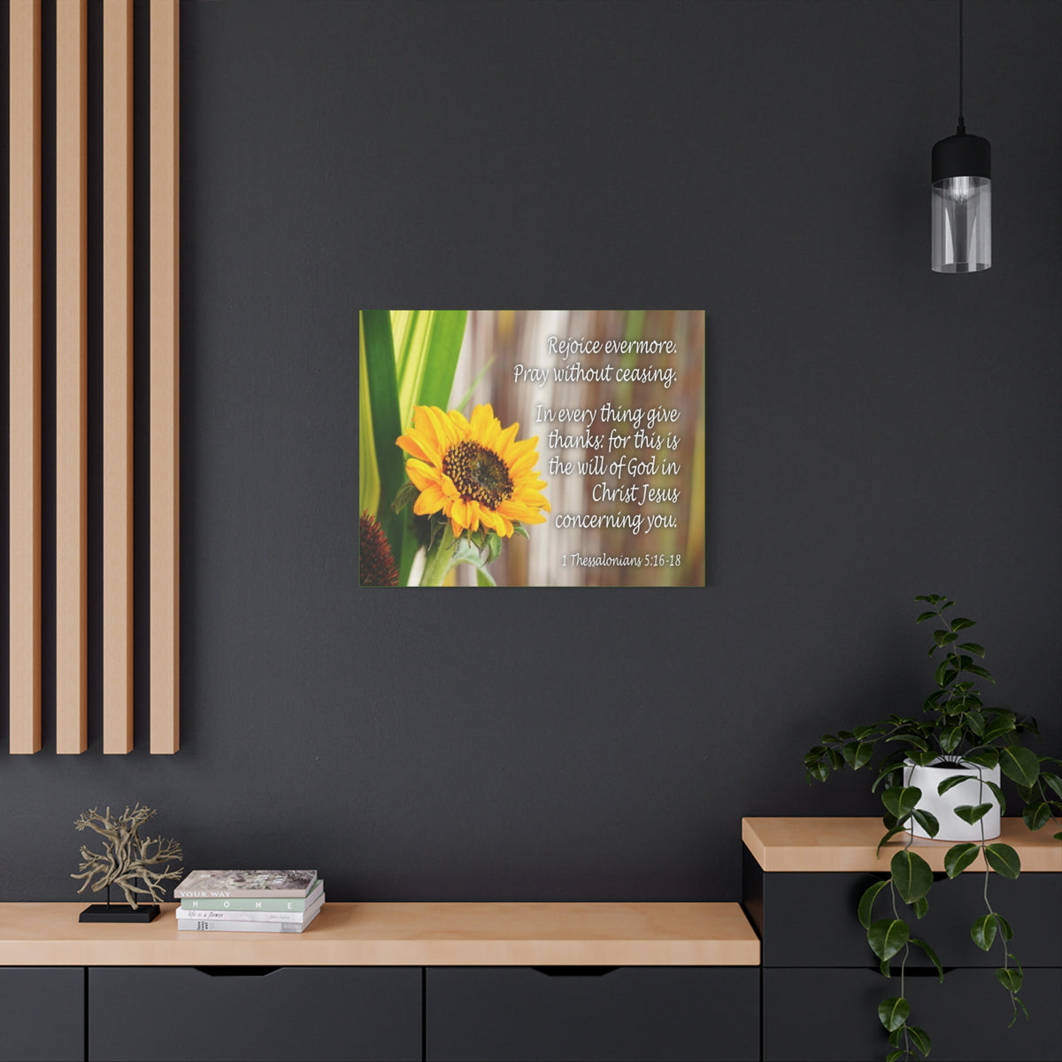 Scripture Canvas Rejoice Evermore 1 Thessalonians 5:16-18 Christian Wall Art Bible Verse Print Ready to Hang