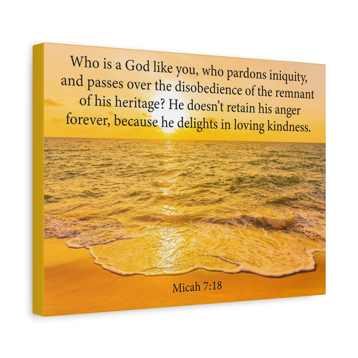 Scripture Canvas Loving Kindness Micah 7:18 Christian Wall Art Bible Verse Print Ready to Hang