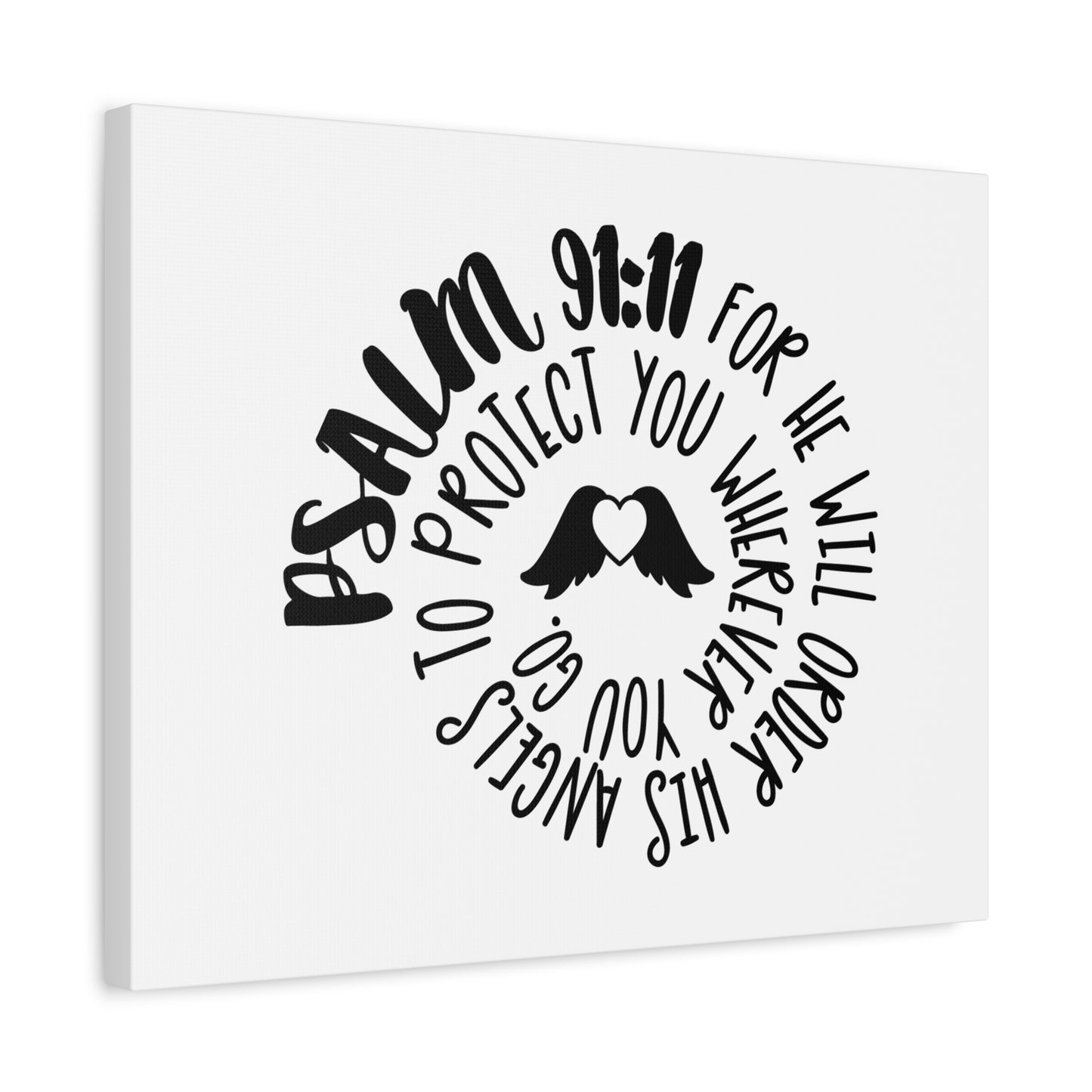 Scripture Canvas Protect You Psalm 91:11 Christian Wall Art Bible Verse Print Ready to Hang