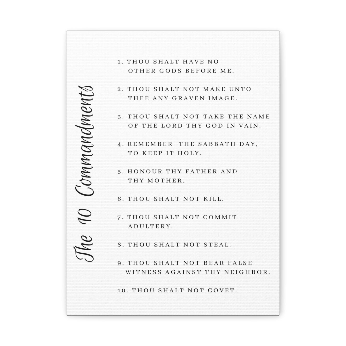 10 Commandments White Side Christian Wall Art Print Ready to Hang