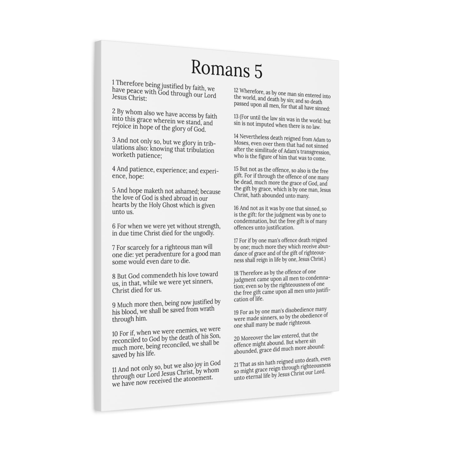 Scripture Walls Justification Romans 5 White Chapter Christian Wall Art Print Ready to Hang Unframed
