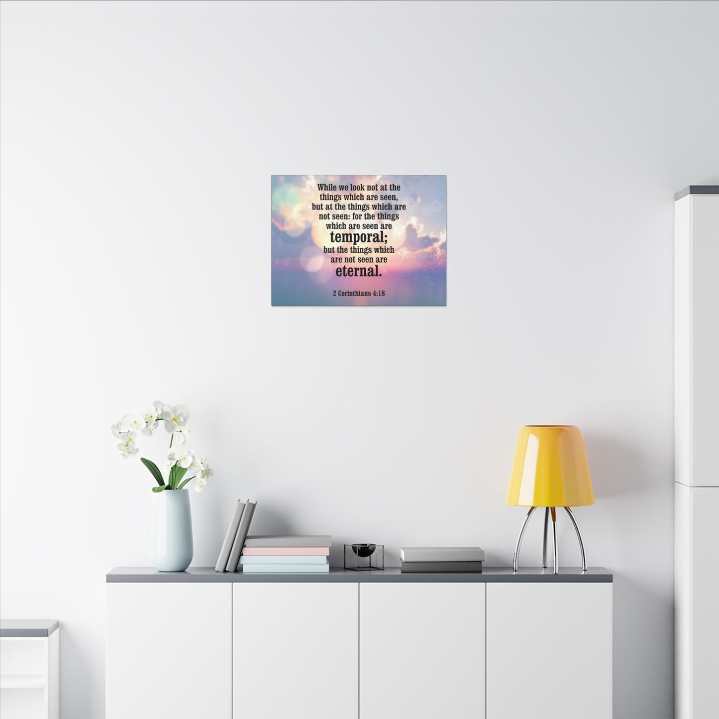 Scripture Canvas Temporal and Eternal Things 2 Corinthians 4:18 Christian Wall Art Bible Verse Print Ready to Hang