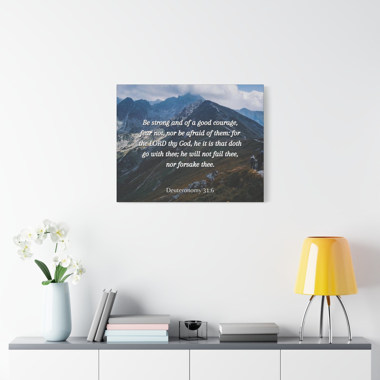 Scripture Canvas Good Courage Deuteronomy 31:6 Christian Wall Art Bible Verse Print Ready to Hang