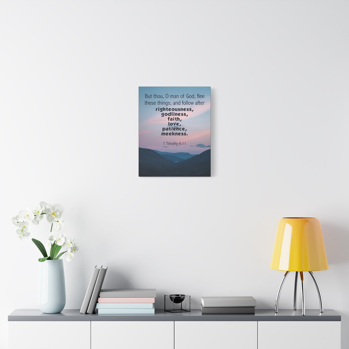 Scripture Canvas O Man of God 1 Timothy 6:11 Christian Wall Art Bible Verse Print Ready to Hang