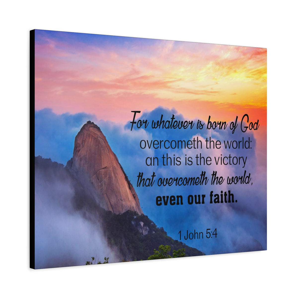 Scripture Canvas Born of God 1 John 5:4 Christian Wall Art Bible Verse Print Ready to Hang