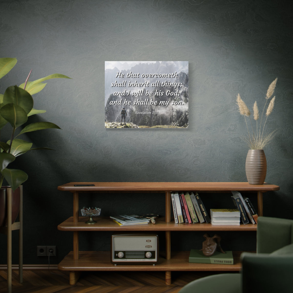Scripture Canvas Inherit All Things Revelation 21:7 Christian Wall Art Bible Verse Print Ready to Hang