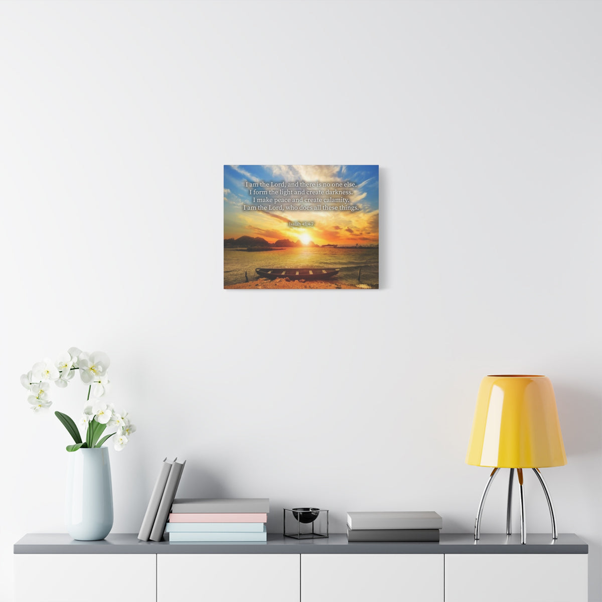 Scripture Canvas Create Calamity Isaiah 45:6-7 Christian Wall Art Bible Verse Print Ready to Hang