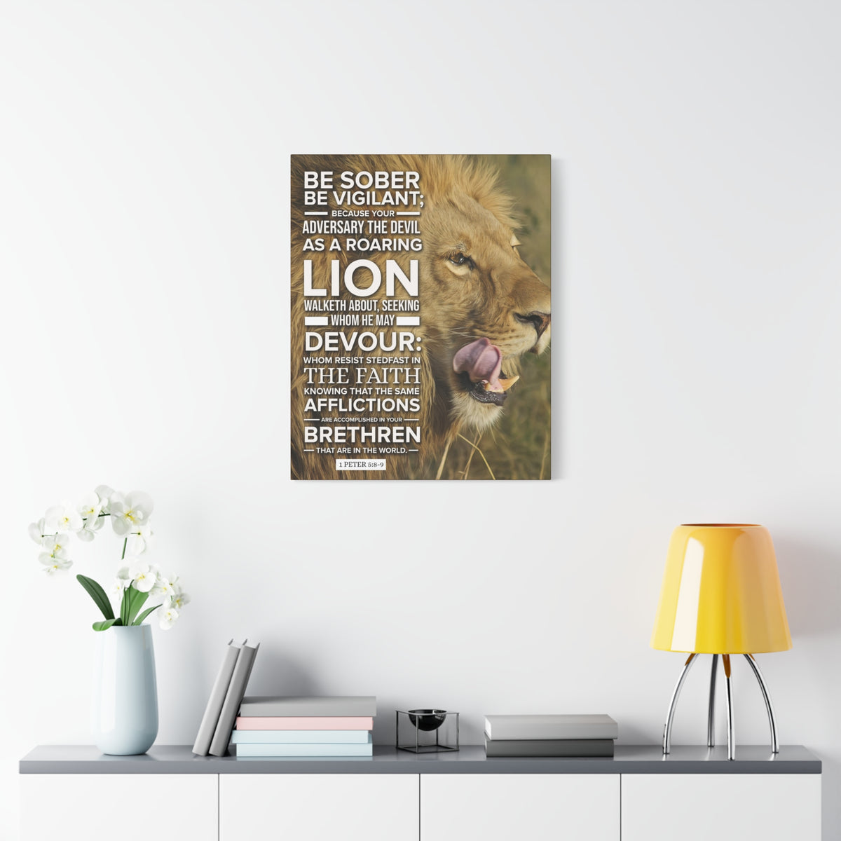 Scripture Canvas Be Vigilant 1 Peter 5:89 Christian Wall Art Bible Verse Print Ready to Hang