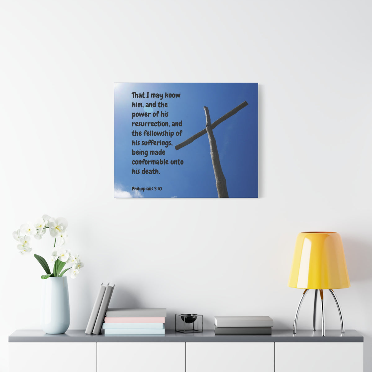 Scripture Canvas Resurrection Philippians 3:10 Christian Wall Art Bible Verse Print Ready to Hang
