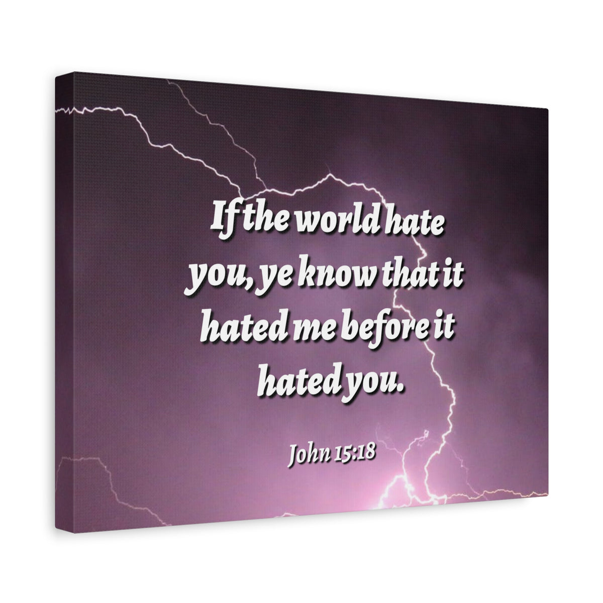 Scripture Canvas The World John 15:18 Christian Wall Art Bible Verse Print Ready to Hang